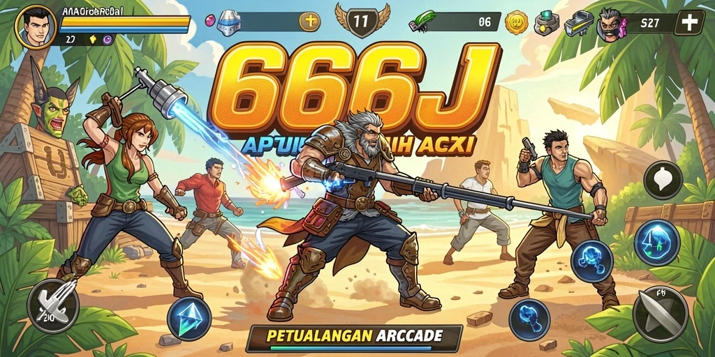Gameplay seru dalam 666J yang menampilkan aksi Arcade yang mendebarkan.