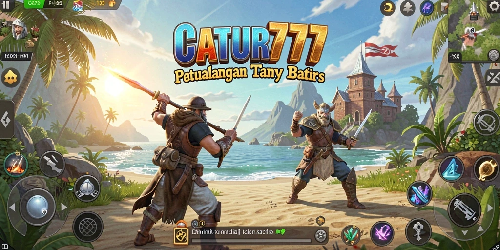 Tampilan gameplay yang epik dari CATUR777 dalam dunia terbuka.