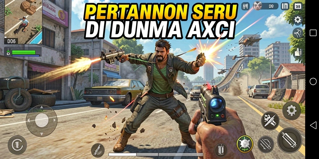 Screenshot gameplay D06 yang menampilkan aksi seru dan karakter beragam.