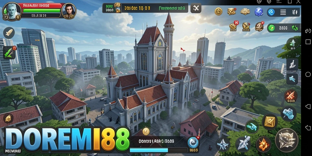 Tampilan menarik dari gameplay Tower Defense DOREMI88.