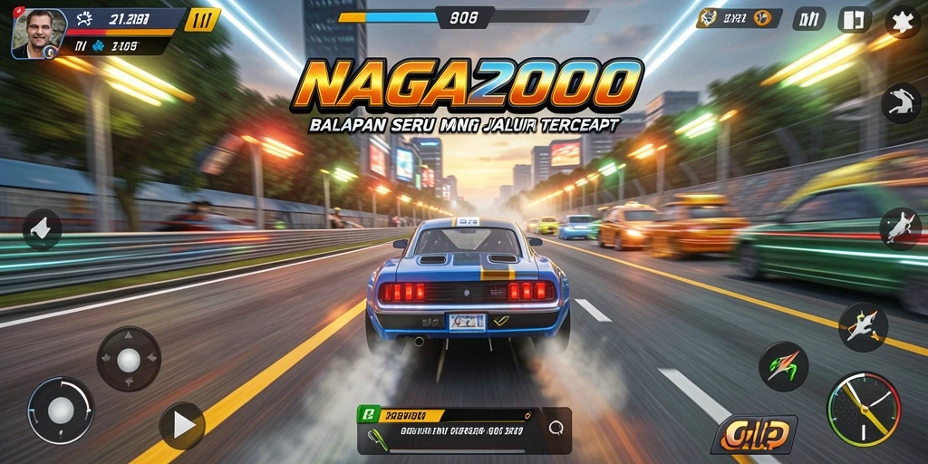 Screenshot NAGA2000 menunjukkan aksi balapan mendebarkan di lintasan yang menantang.