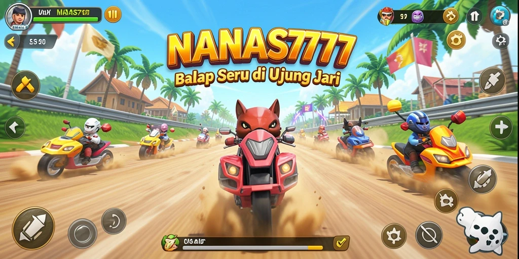 Tampilan gameplay NANAS777 yang penuh aksi di lintasan balap.