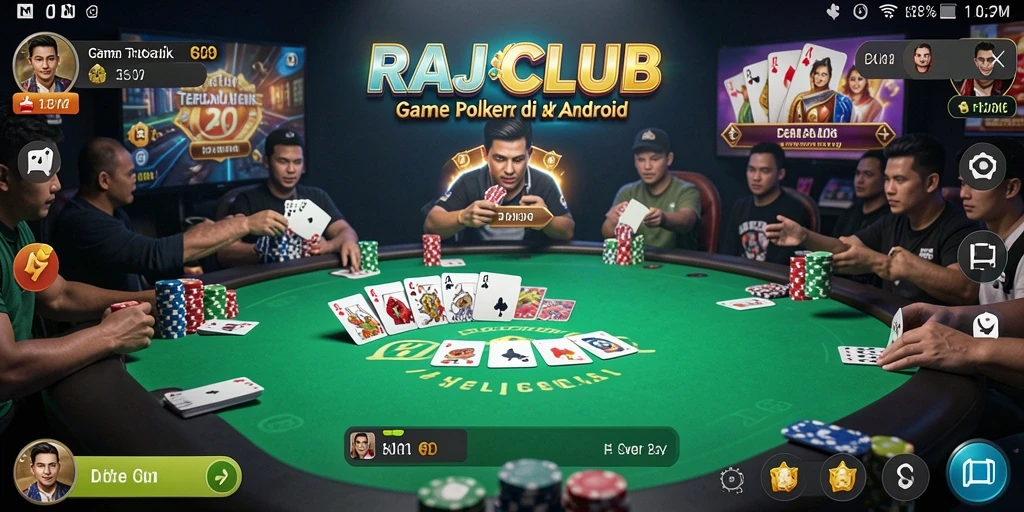 Tampilan gameplay seru dalam aplikasi poker RAJACLUB.