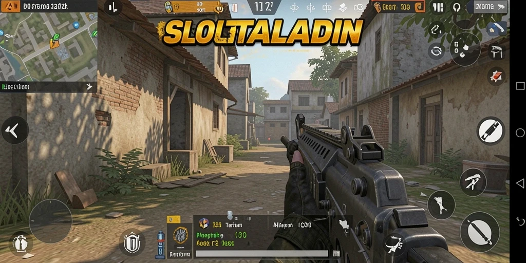 Tangkapan layar utama SLOTALADIN menampilkan gameplay seru FPS.