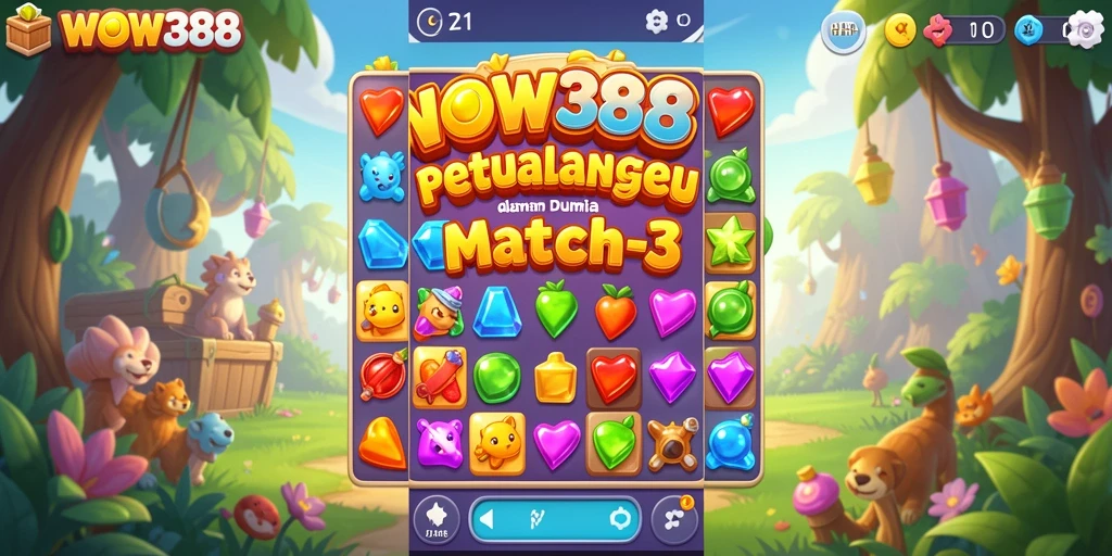 Tampilan permainan WOW388 dengan gameplay Match-3 yang seru.