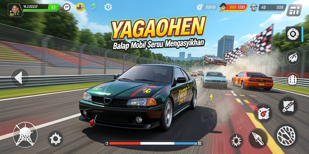 Gameplay Racing yang seru dengan mobil balap yang cepat.